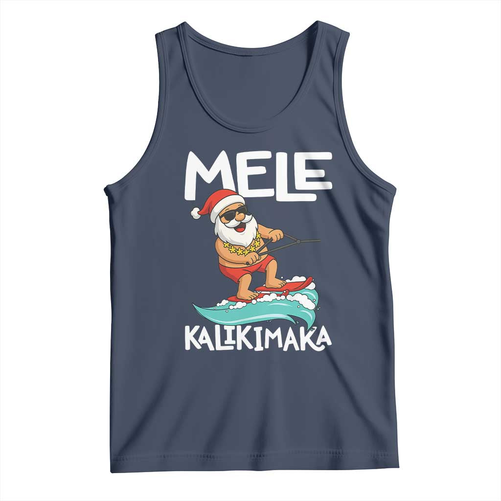 Mele Kalikimaka Tank Top Santa Water Skiing Summer Beach Hawaiian Christmas In July - Wonder Print Shop