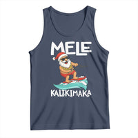Mele Kalikimaka Tank Top Santa Water Skiing Summer Beach Hawaiian Christmas In July - Wonder Print Shop