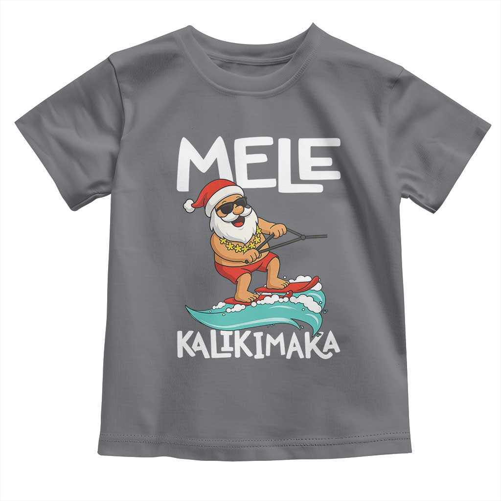 Mele Kalikimaka Toddler T Shirt Santa Water Skiing Summer Beach Hawaiian Christmas In July - Wonder Print Shop
