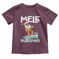 Mele Kalikimaka Toddler T Shirt Santa Water Skiing Summer Beach Hawaiian Christmas In July - Wonder Print Shop