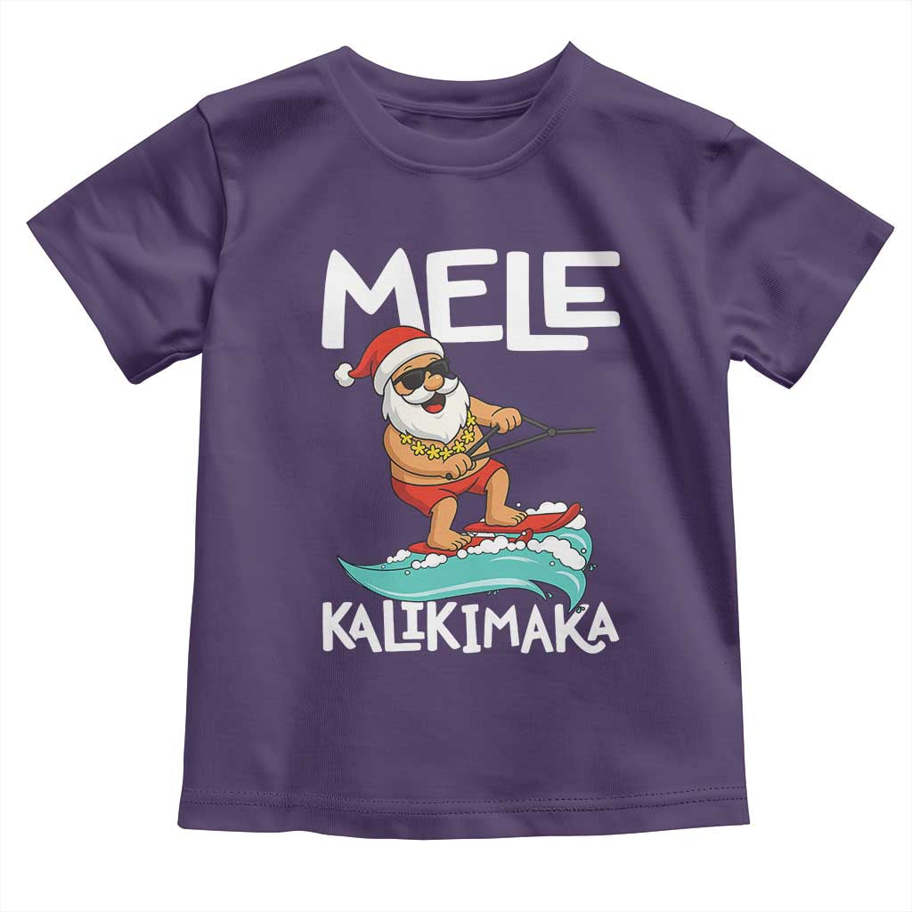 Mele Kalikimaka Toddler T Shirt Santa Water Skiing Summer Beach Hawaiian Christmas In July - Wonder Print Shop