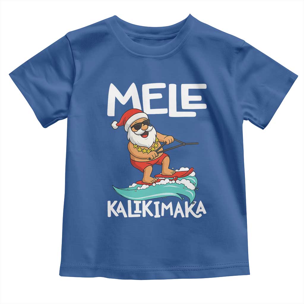 Mele Kalikimaka Toddler T Shirt Santa Water Skiing Summer Beach Hawaiian Christmas In July - Wonder Print Shop