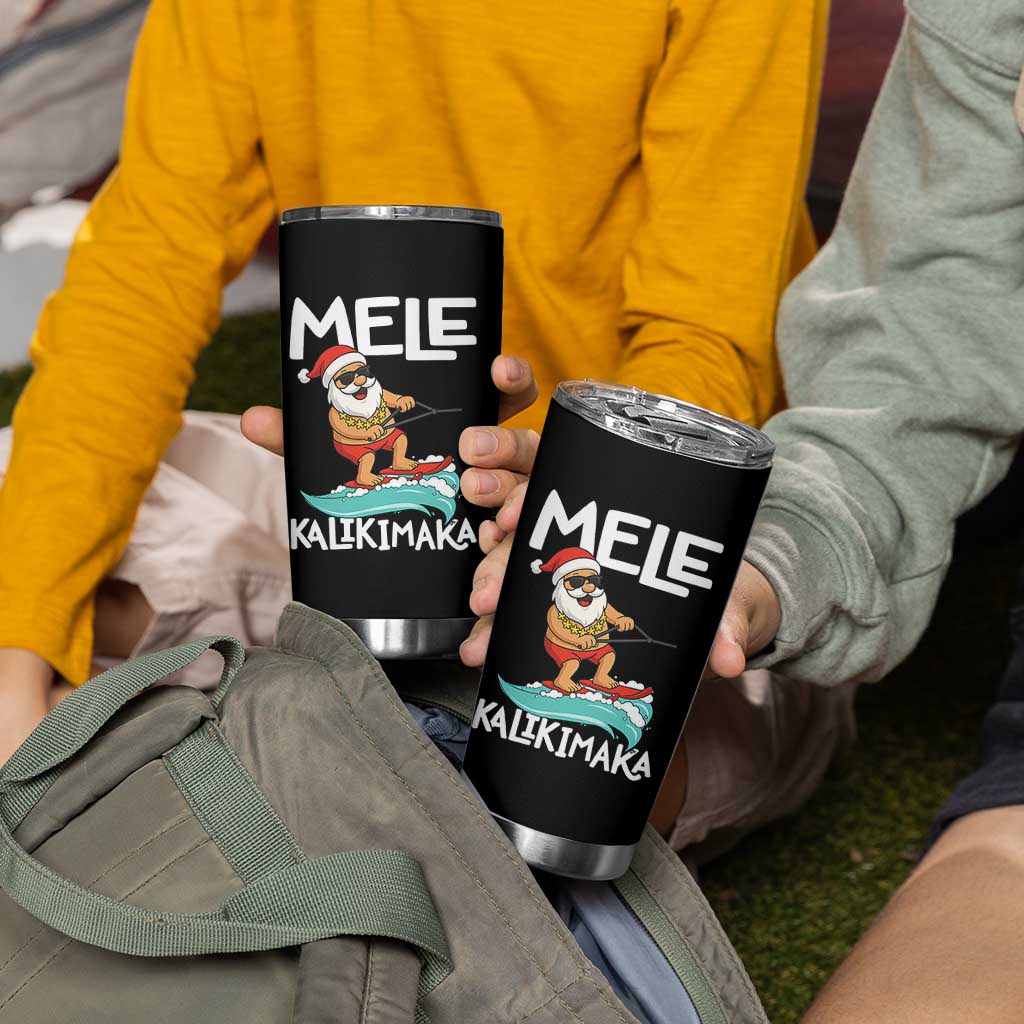Mele Kalikimaka Tumbler Cup Santa Water Skiing Summer Beach Hawaiian Christmas In July - Wonder Print Shop