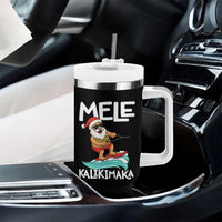 Mele Kalikimaka Tumbler With Handle Santa Water Skiing Summer Beach Hawaiian Christmas In July - Wonder Print Shop
