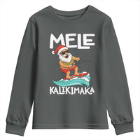 Mele Kalikimaka Youth Sweatshirt Santa Water Skiing Summer Beach Hawaiian Christmas In July - Wonder Print Shop
