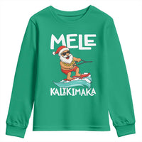 Mele Kalikimaka Youth Sweatshirt Santa Water Skiing Summer Beach Hawaiian Christmas In July - Wonder Print Shop