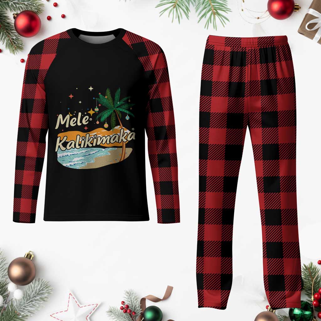 Retro Christmas In July Summer Beach Hawaii Plaid Pajama Set Mele Kalikimaka - Wonder Print Shop