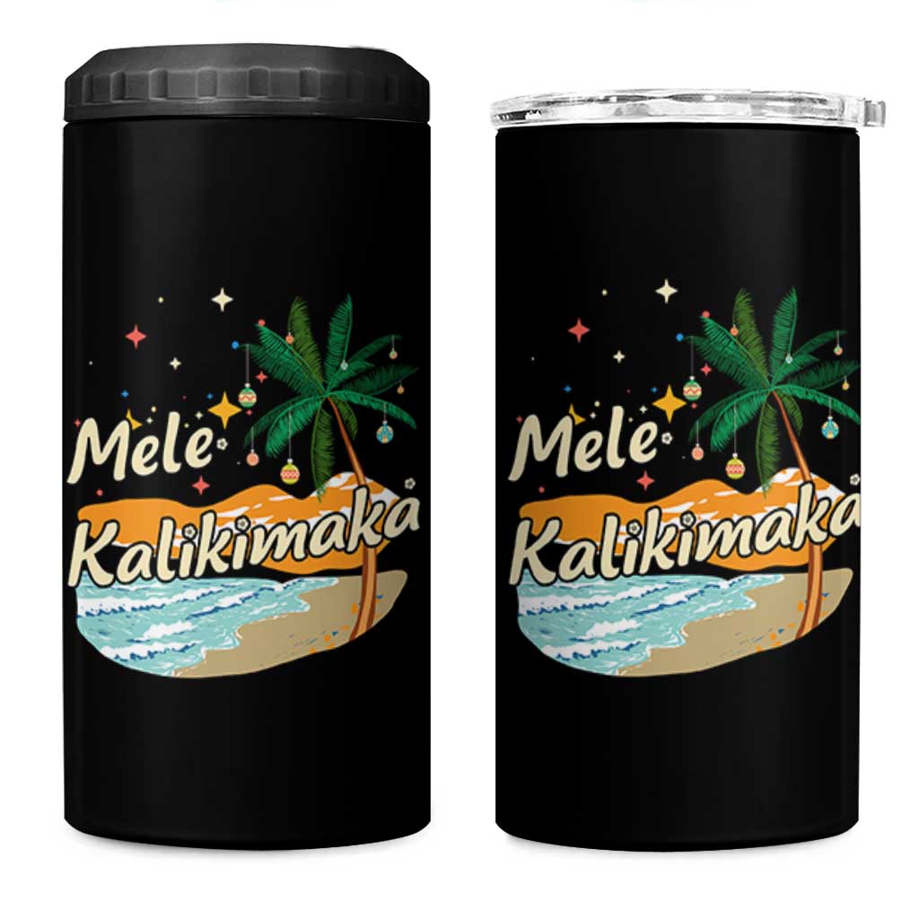 Retro Christmas In July Summer Beach Hawaii 4 in 1 Can Cooler Tumbler Mele Kalikimaka - Wonder Print Shop