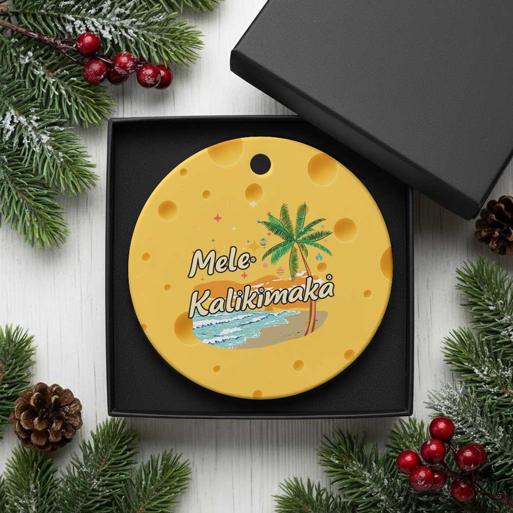 Retro Xmas In July Summer Beach Hawaii Ceramic Ornament Mele Kalikimaka - Wonder Print Shop