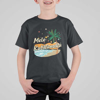 Retro Christmas In July Summer Beach Hawaii T Shirt For Kid Mele Kalikimaka - Wonder Print Shop
