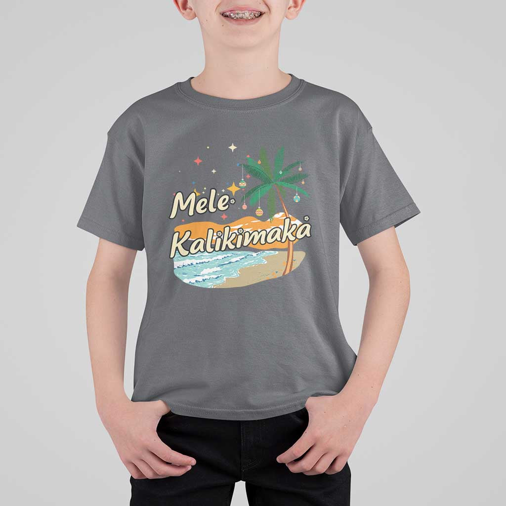 Retro Christmas In July Summer Beach Hawaii T Shirt For Kid Mele Kalikimaka - Wonder Print Shop