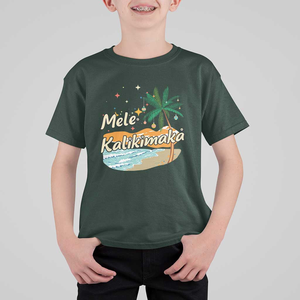 Retro Christmas In July Summer Beach Hawaii T Shirt For Kid Mele Kalikimaka - Wonder Print Shop