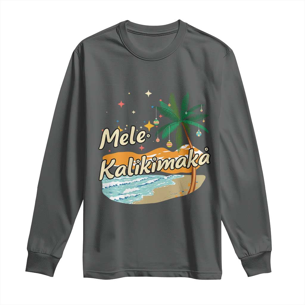 Retro Christmas In July Summer Beach Hawaii Long Sleeve Shirt Mele Kalikimaka - Wonder Print Shop