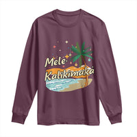 Retro Christmas In July Summer Beach Hawaii Long Sleeve Shirt Mele Kalikimaka - Wonder Print Shop