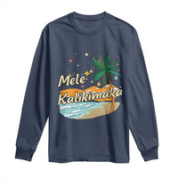 Retro Christmas In July Summer Beach Hawaii Long Sleeve Shirt Mele Kalikimaka - Wonder Print Shop