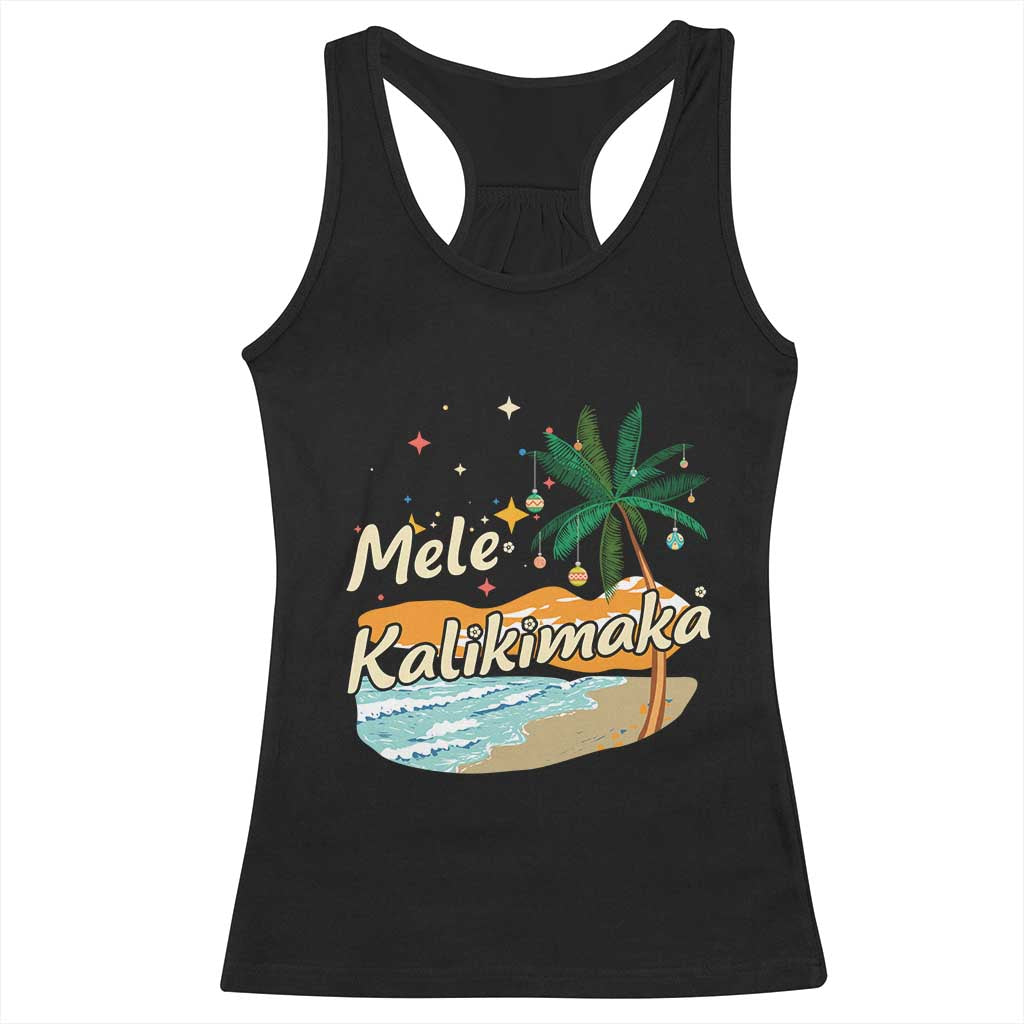 Retro Christmas In July Summer Beach Hawaii Racerback Tank Top Mele Kalikimaka - Wonder Print Shop