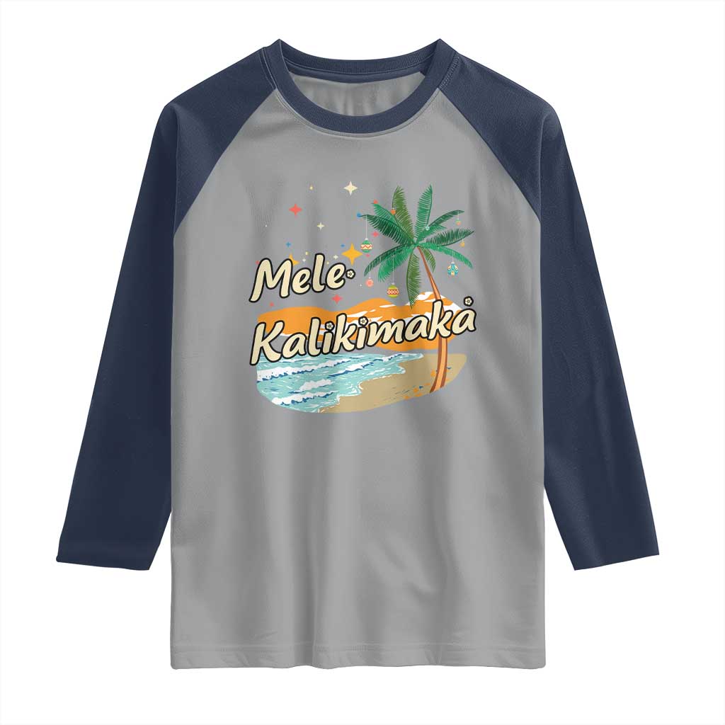 Retro Christmas In July Summer Beach Hawaii Raglan Shirt Mele Kalikimaka - Wonder Print Shop