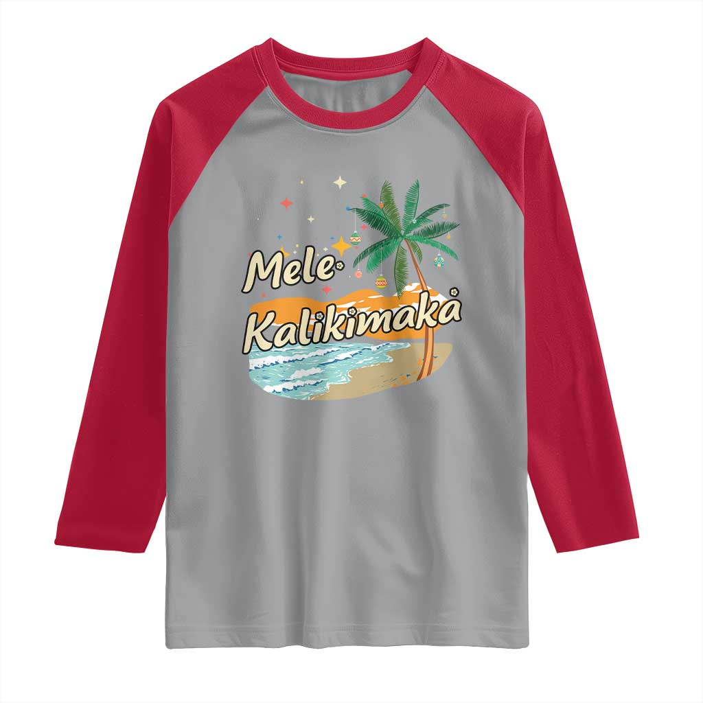Retro Christmas In July Summer Beach Hawaii Raglan Shirt Mele Kalikimaka - Wonder Print Shop