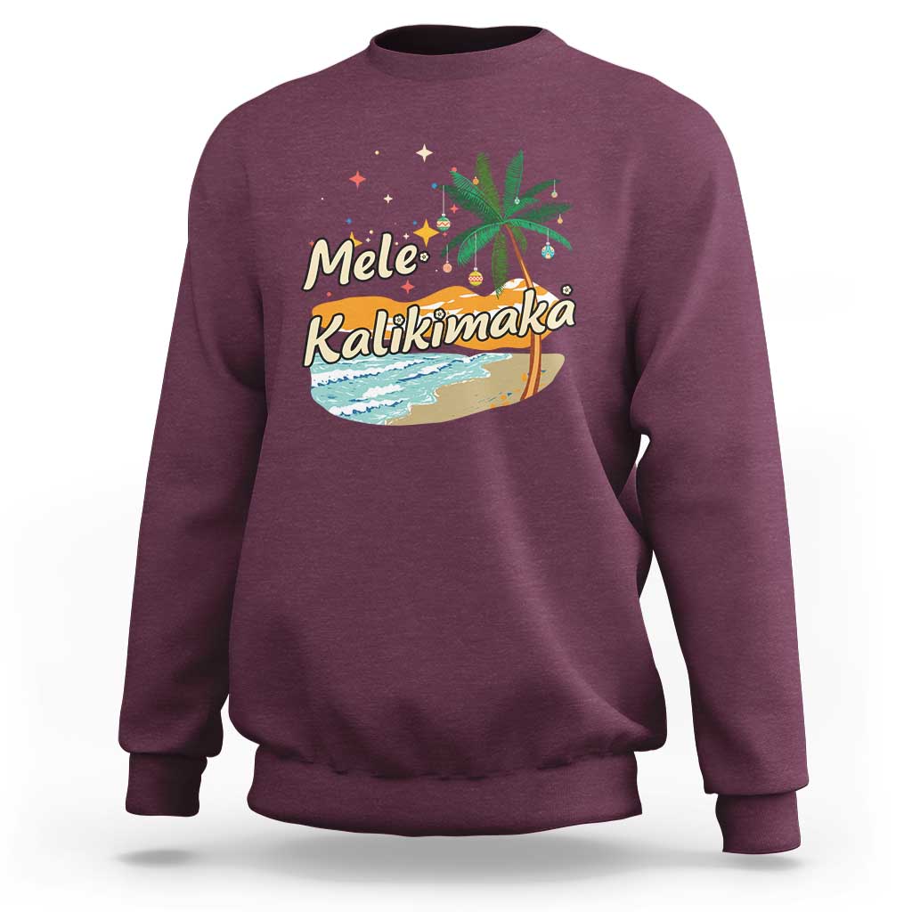 Retro Christmas In July Summer Beach Hawaii Sweatshirt Mele Kalikimaka - Wonder Print Shop