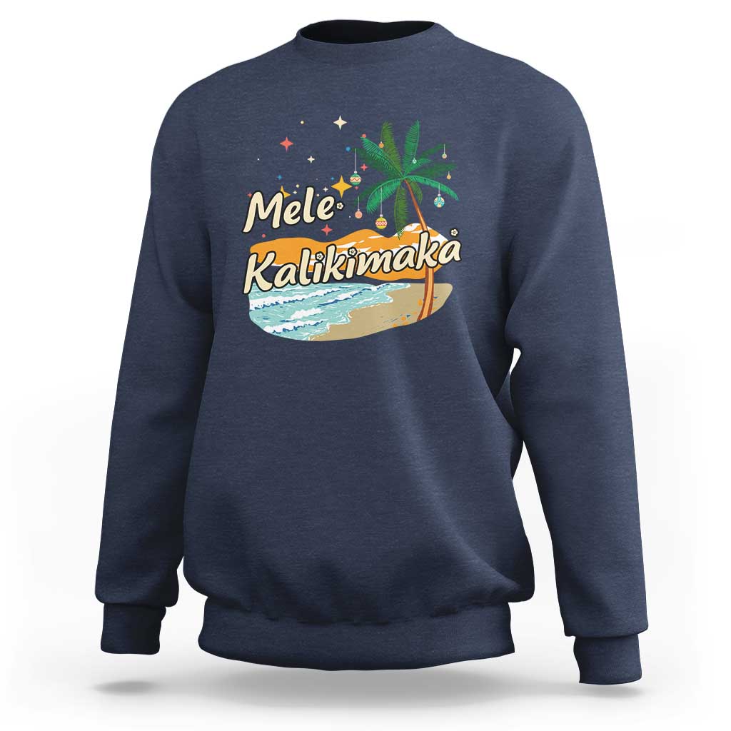 Retro Christmas In July Summer Beach Hawaii Sweatshirt Mele Kalikimaka - Wonder Print Shop