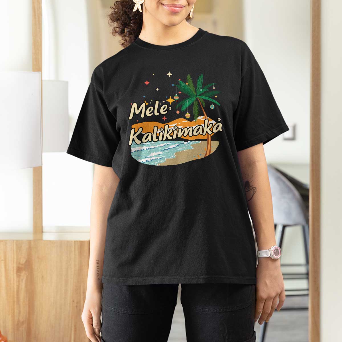 Retro Christmas In July Summer Beach Hawaii T Shirt For Women Mele Kalikimaka - Wonder Print Shop