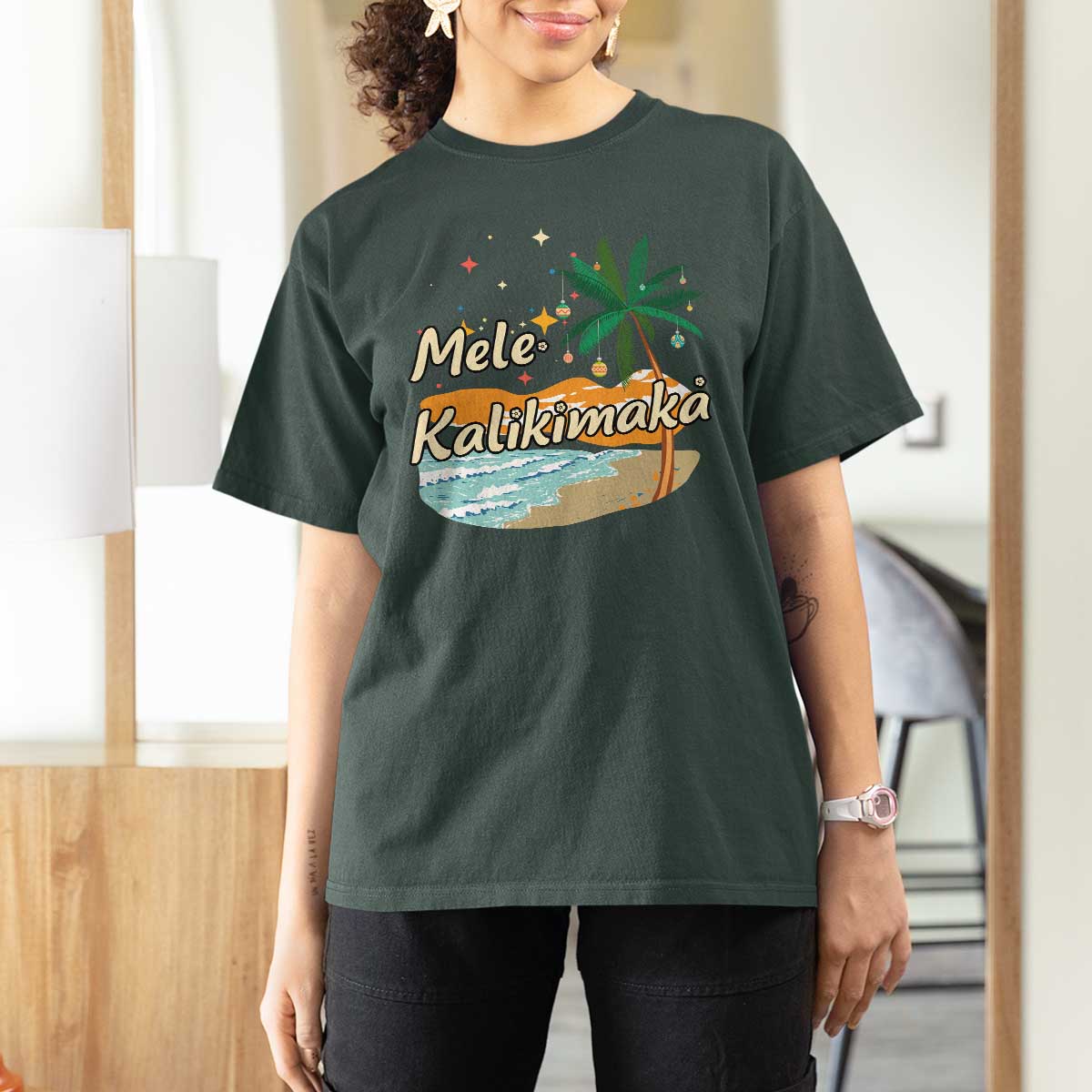 Retro Christmas In July Summer Beach Hawaii T Shirt For Women Mele Kalikimaka - Wonder Print Shop