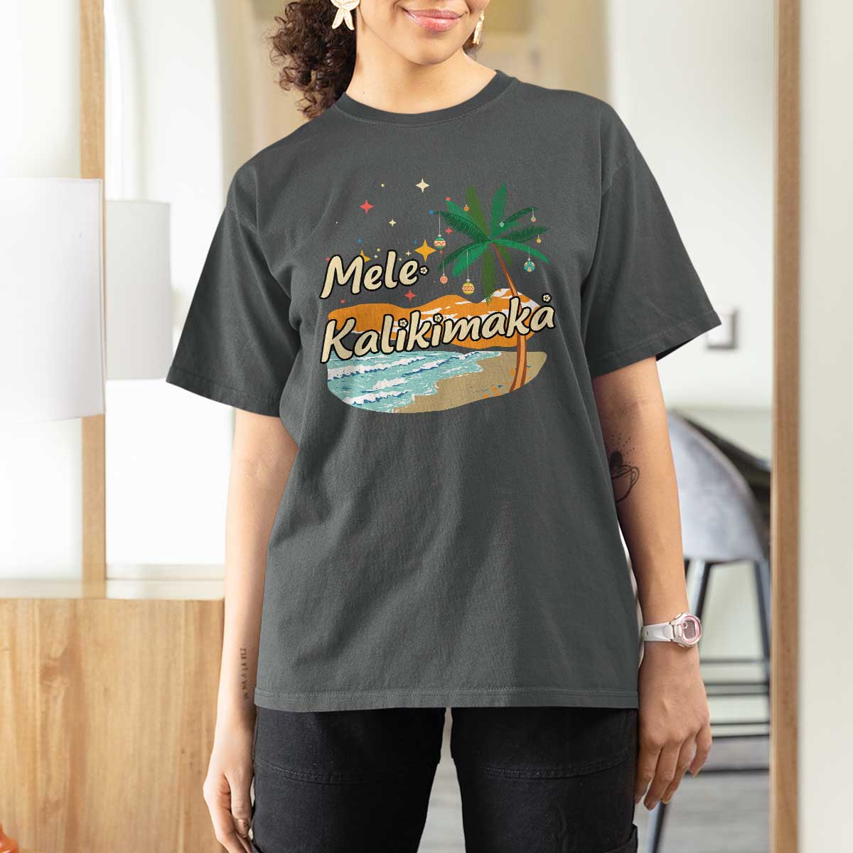 Retro Christmas In July Summer Beach Hawaii T Shirt For Women Mele Kalikimaka - Wonder Print Shop
