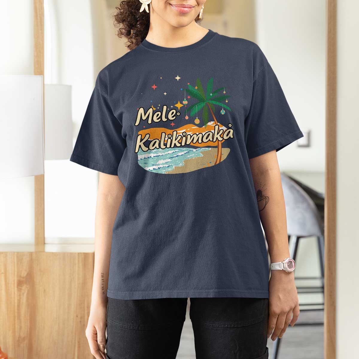 Retro Christmas In July Summer Beach Hawaii T Shirt For Women Mele Kalikimaka - Wonder Print Shop