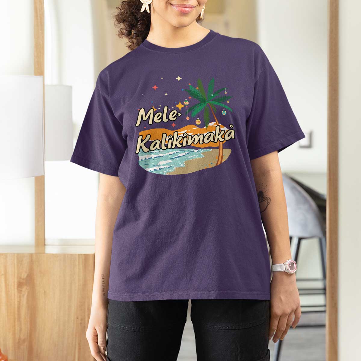 Retro Christmas In July Summer Beach Hawaii T Shirt For Women Mele Kalikimaka - Wonder Print Shop