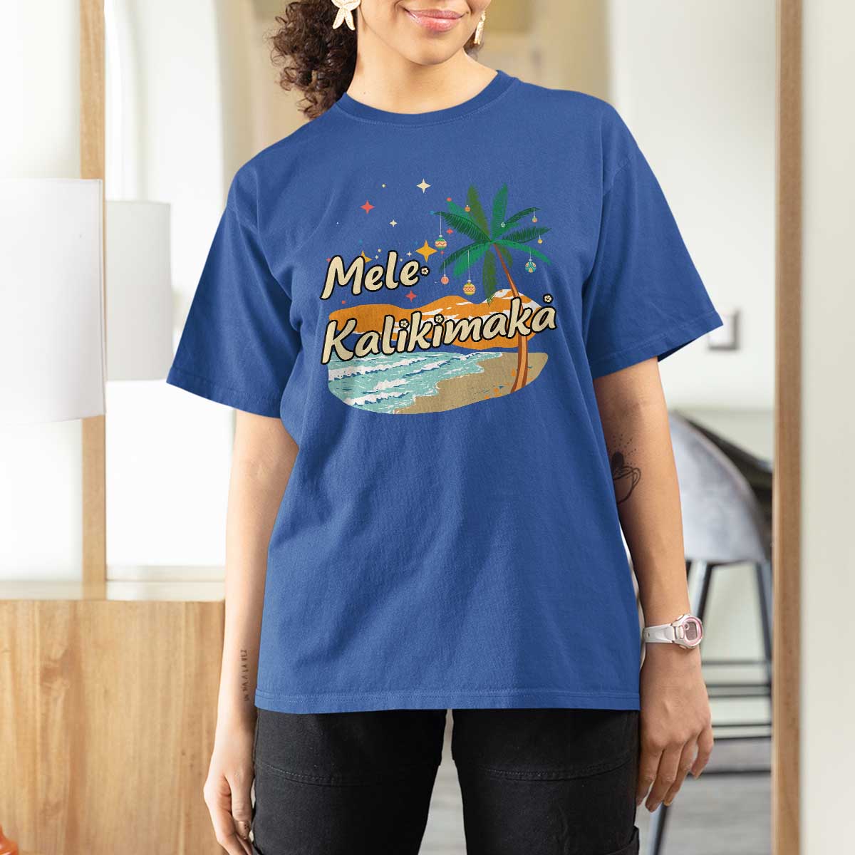Retro Christmas In July Summer Beach Hawaii T Shirt For Women Mele Kalikimaka - Wonder Print Shop