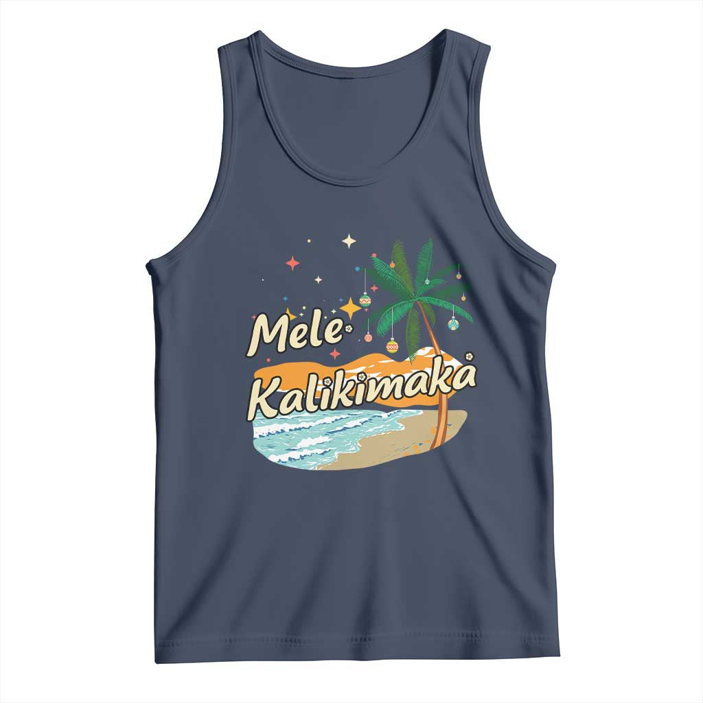 Retro Christmas In July Summer Beach Hawaii Tank Top Mele Kalikimaka - Wonder Print Shop