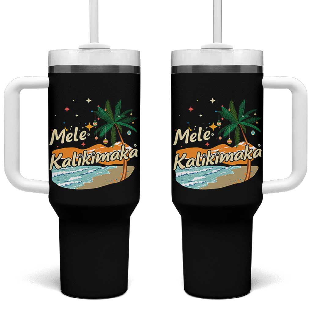 Retro Christmas In July Summer Beach Hawaii Tumbler With Handle Mele Kalikimaka - Wonder Print Shop