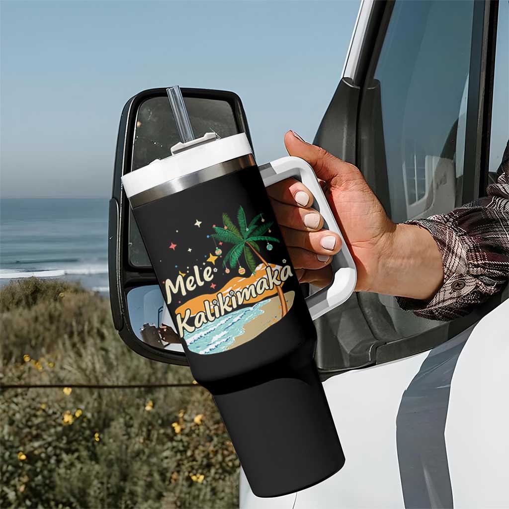 Retro Christmas In July Summer Beach Hawaii Tumbler With Handle Mele Kalikimaka - Wonder Print Shop