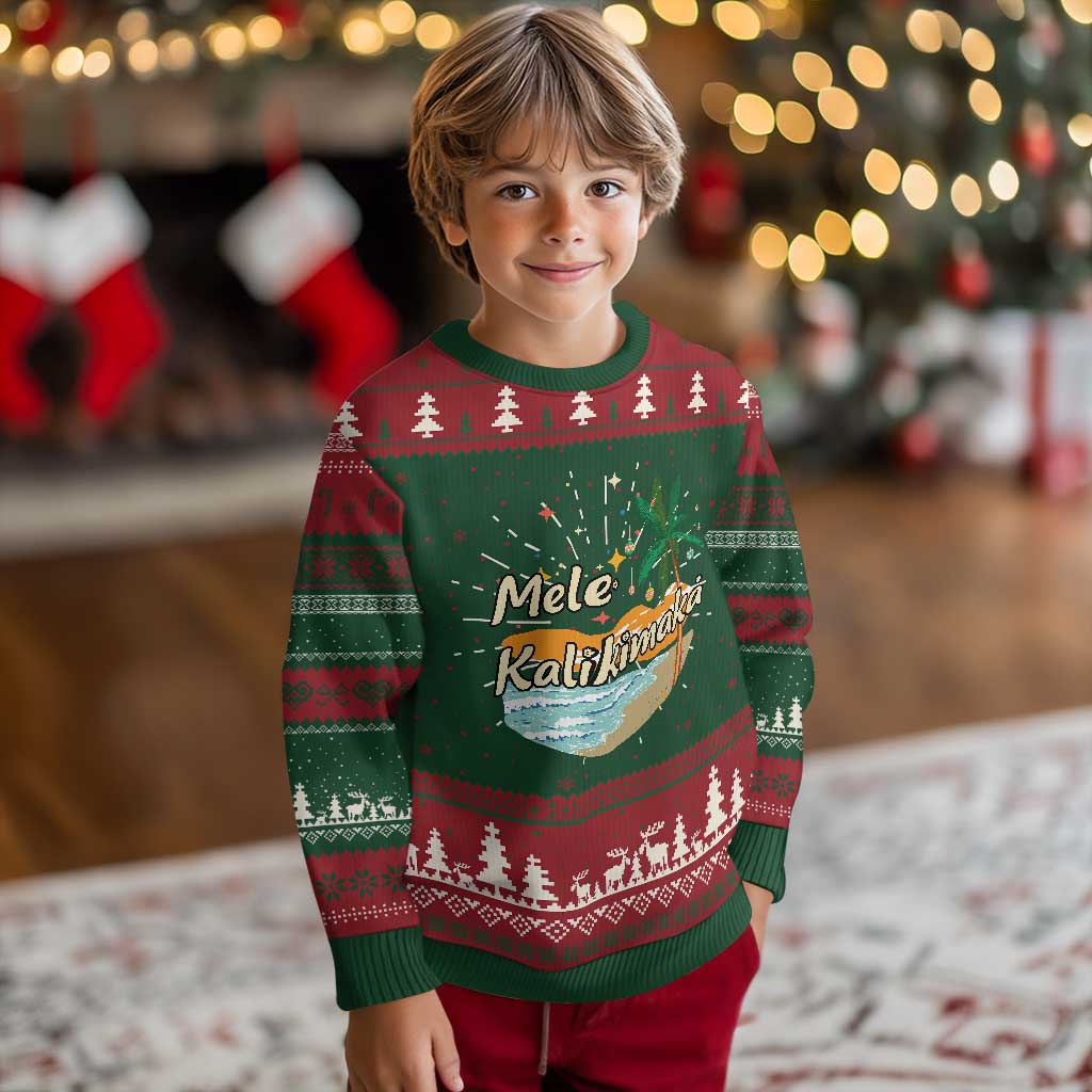 Retro Christmas In July Summer Beach Hawaii Knitted Sweatshirt Mele Kalikimaka - Wonder Print Shop