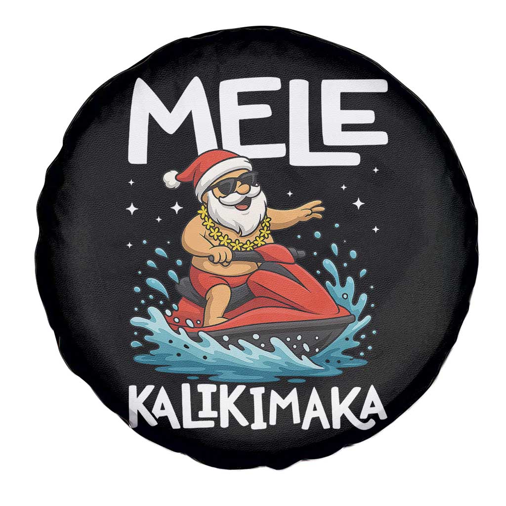 Mele Kalikimaka Hawaiian Christmas Spare Tire Cover Funny Santa Jet Ski Summer Beach Xmas In July - Wonder Print Shop
