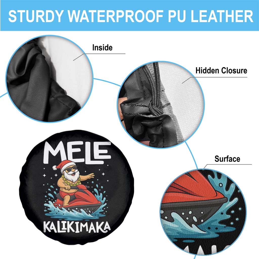 Mele Kalikimaka Hawaiian Christmas Spare Tire Cover Funny Santa Jet Ski Summer Beach Xmas In July - Wonder Print Shop