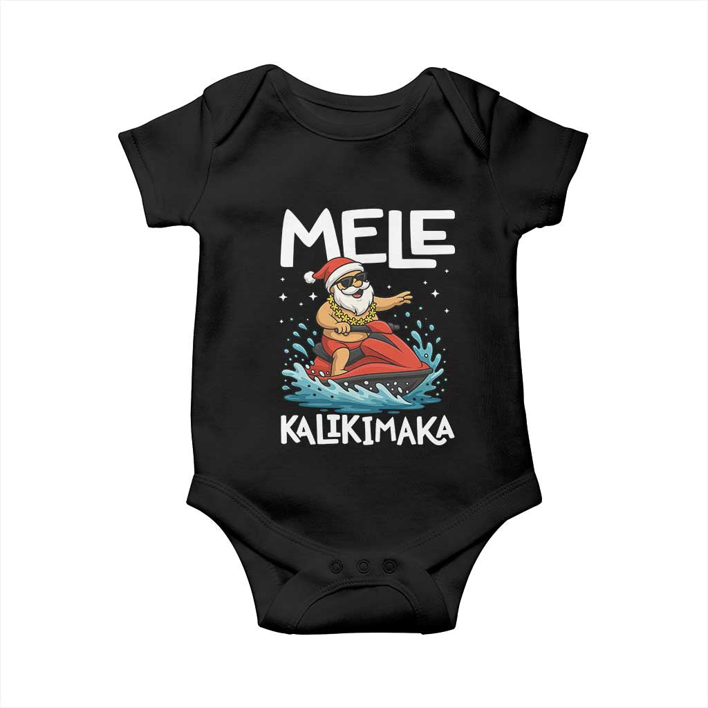Mele Kalikimaka Hawaiian Christmas Baby Onesie Funny Santa Jet Ski Summer Beach Xmas In July - Wonder Print Shop