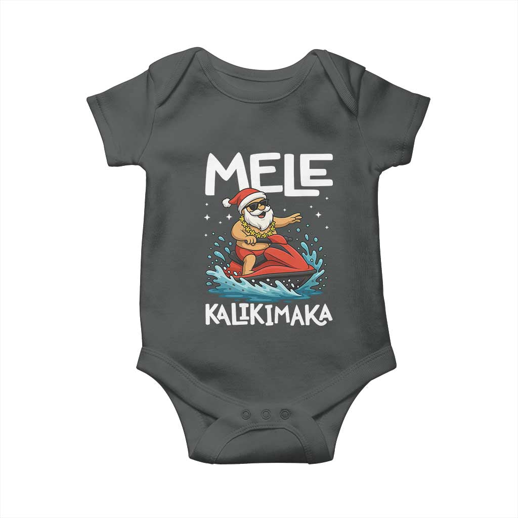 Mele Kalikimaka Hawaiian Christmas Baby Onesie Funny Santa Jet Ski Summer Beach Xmas In July - Wonder Print Shop