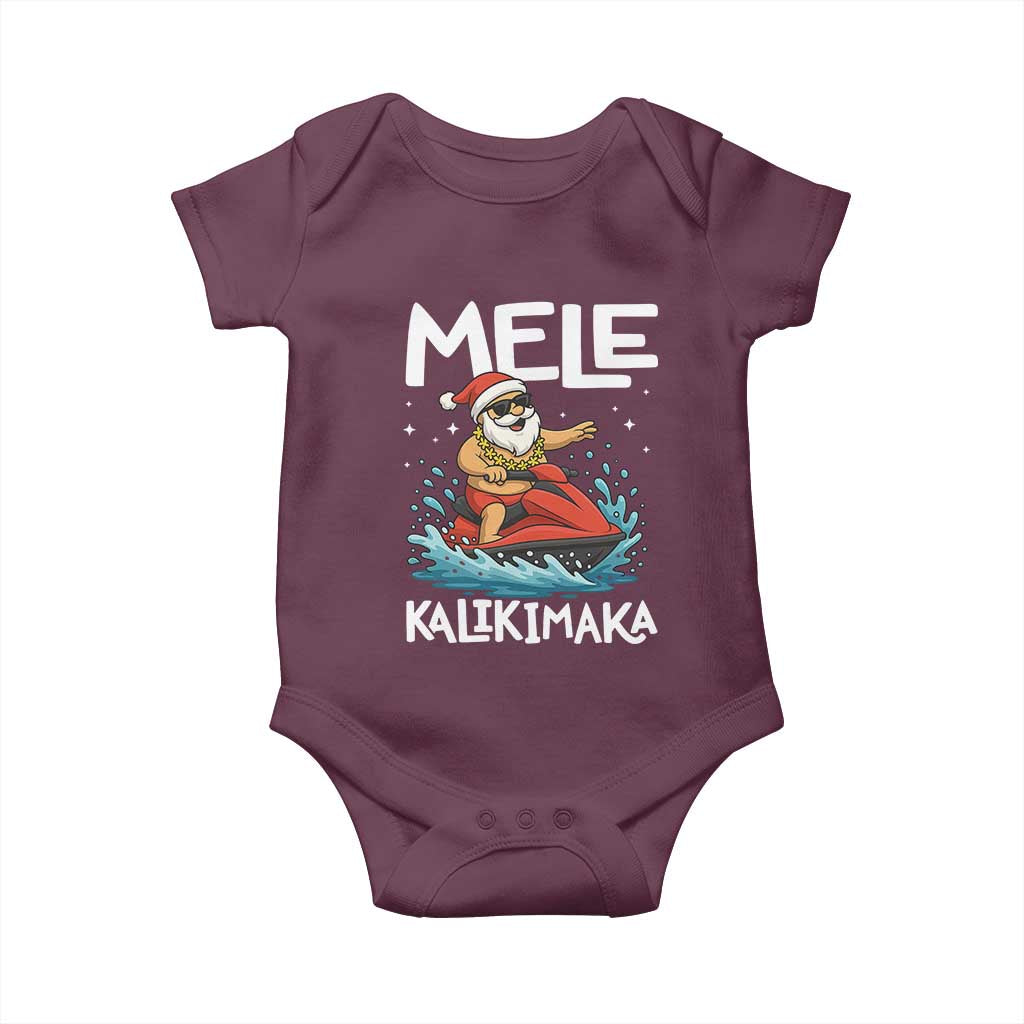 Mele Kalikimaka Hawaiian Christmas Baby Onesie Funny Santa Jet Ski Summer Beach Xmas In July - Wonder Print Shop