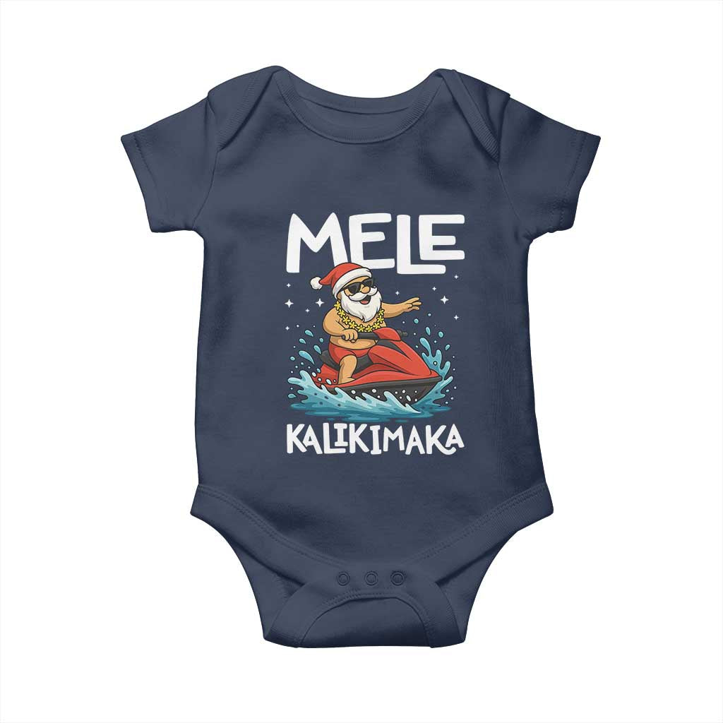 Mele Kalikimaka Hawaiian Christmas Baby Onesie Funny Santa Jet Ski Summer Beach Xmas In July - Wonder Print Shop