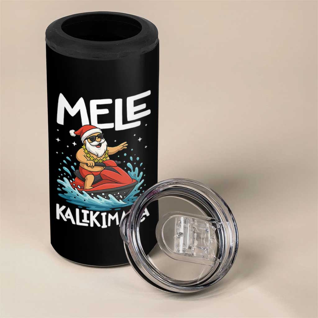 Mele Kalikimaka Hawaiian Christmas 4 in 1 Can Cooler Tumbler Funny Santa Jet Ski Summer Beach Xmas In July - Wonder Print Shop