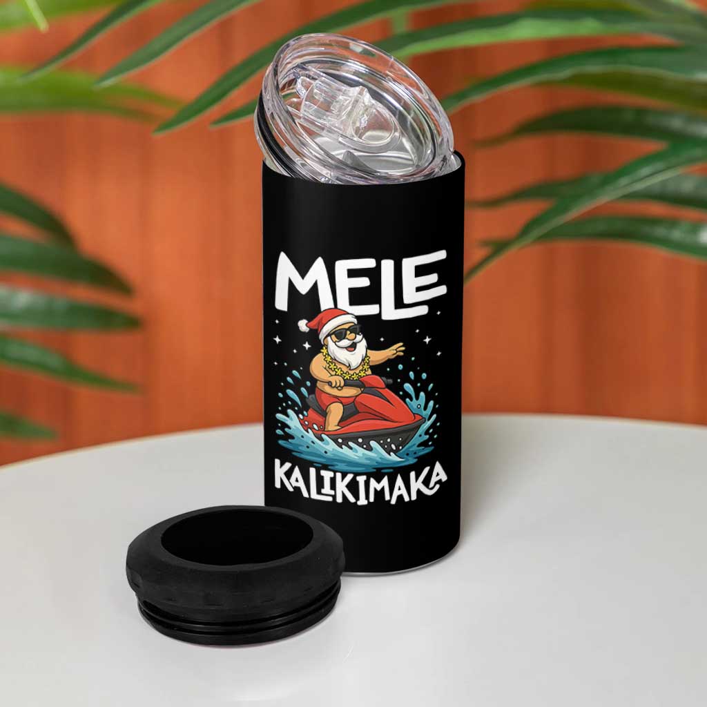 Mele Kalikimaka Hawaiian Christmas 4 in 1 Can Cooler Tumbler Funny Santa Jet Ski Summer Beach Xmas In July - Wonder Print Shop