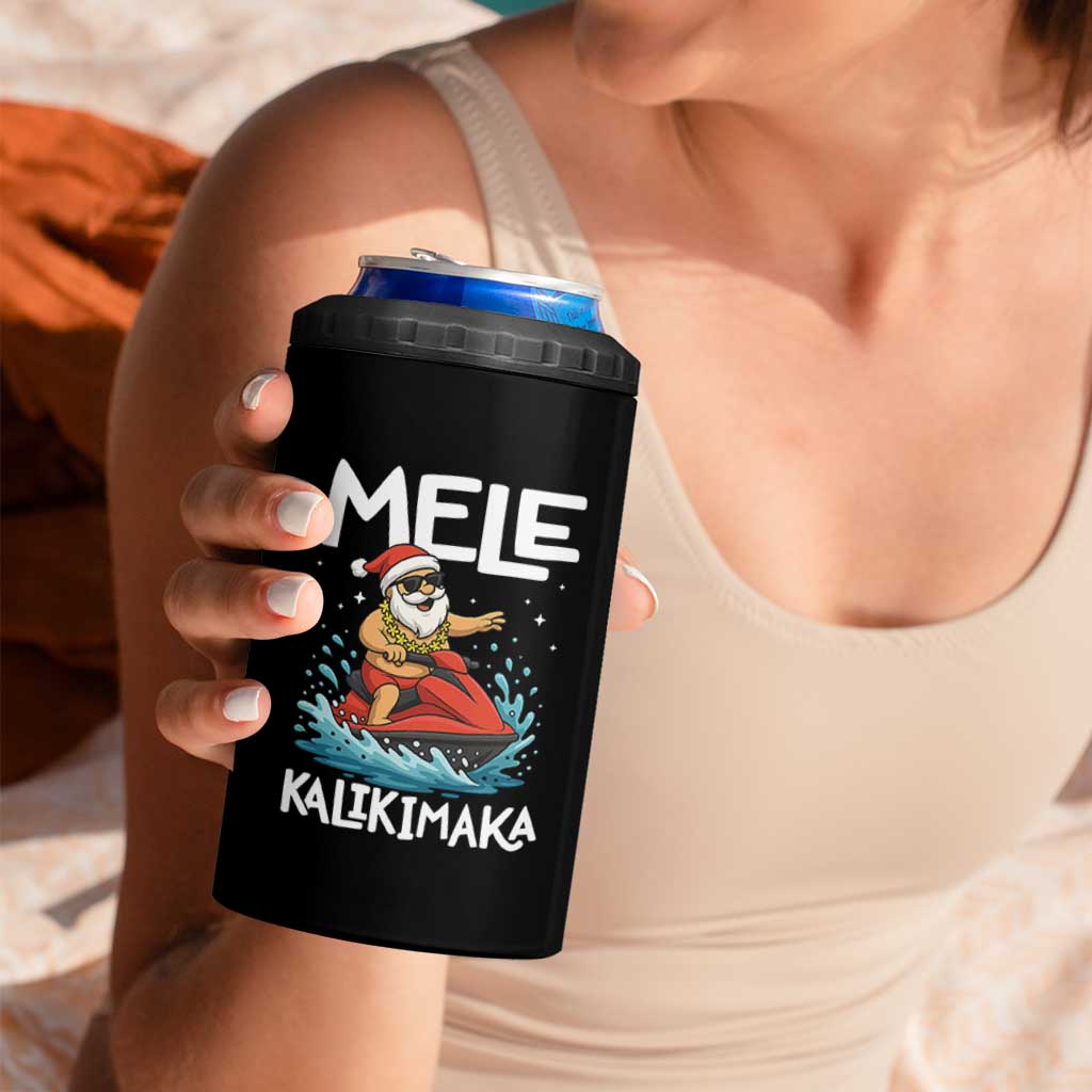 Mele Kalikimaka Hawaiian Christmas 4 in 1 Can Cooler Tumbler Funny Santa Jet Ski Summer Beach Xmas In July - Wonder Print Shop