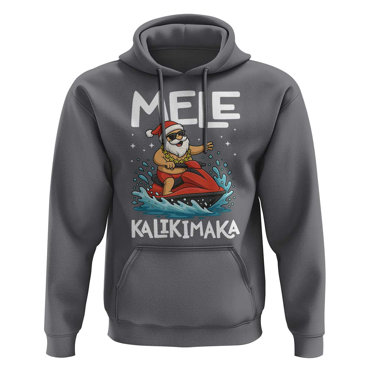 Mele Kalikimaka Hawaiian Christmas Hoodie Funny Santa Jet Ski Summer Beach Xmas In July - Wonder Print Shop