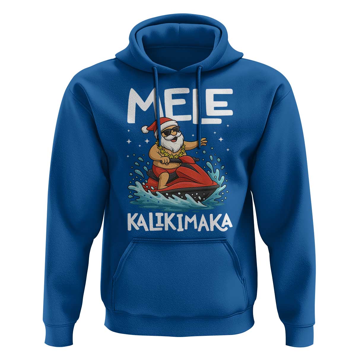 Mele Kalikimaka Hawaiian Christmas Hoodie Funny Santa Jet Ski Summer Beach Xmas In July - Wonder Print Shop
