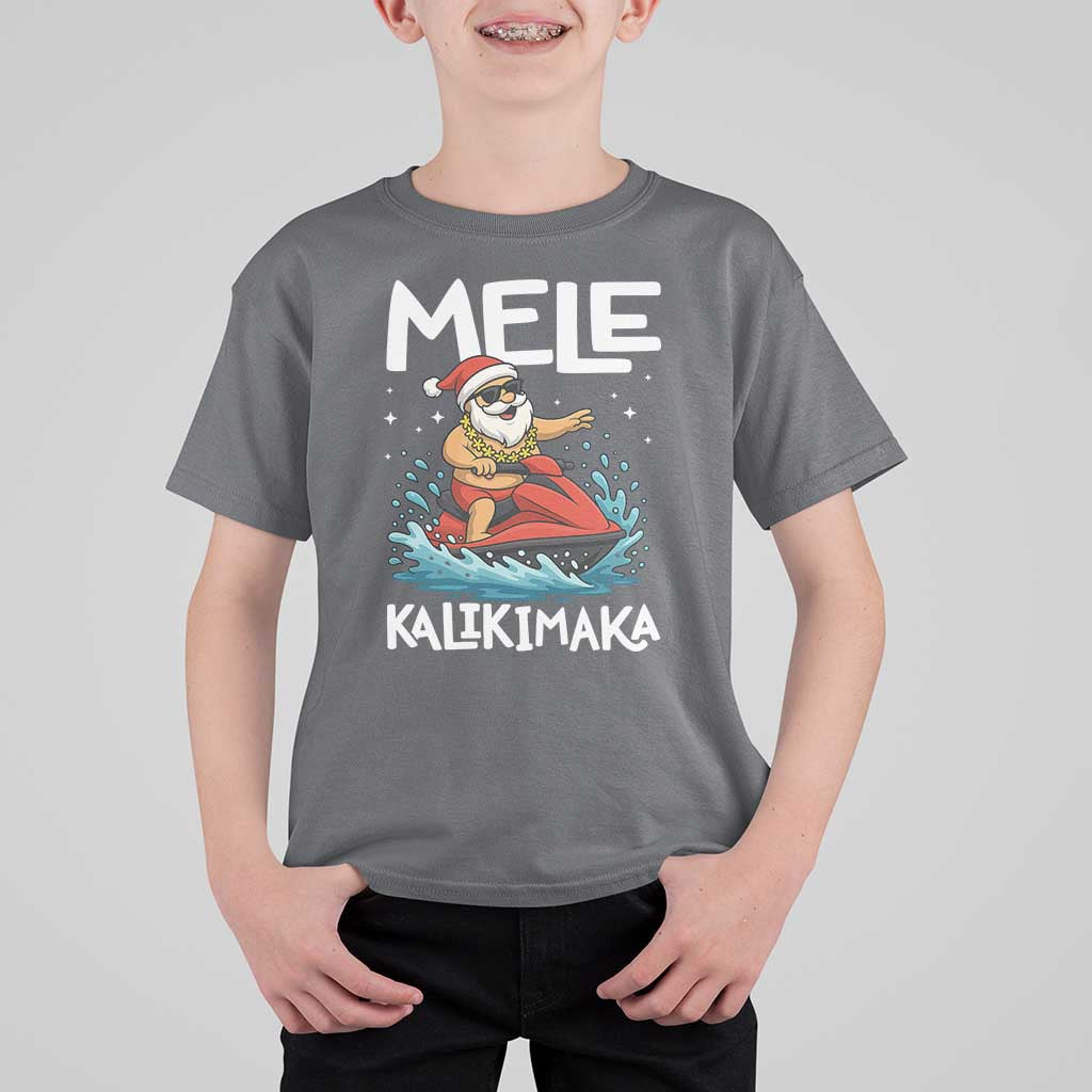 Mele Kalikimaka Hawaiian Christmas T Shirt For Kid Funny Santa Jet Ski Summer Beach Xmas In July - Wonder Print Shop