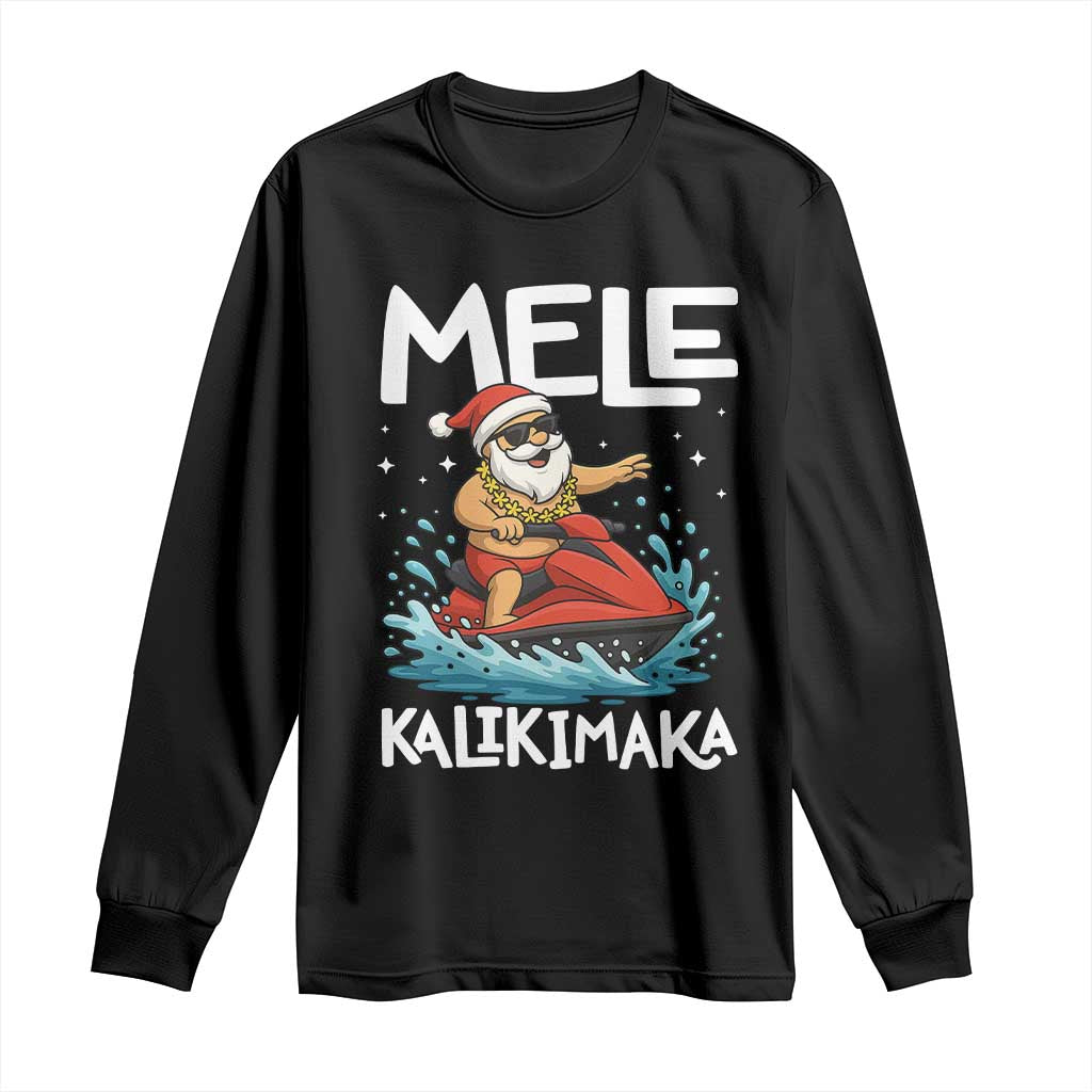 Mele Kalikimaka Hawaiian Christmas Long Sleeve Shirt Funny Santa Jet Ski Summer Beach Xmas In July - Wonder Print Shop