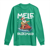 Mele Kalikimaka Hawaiian Christmas Long Sleeve Shirt Funny Santa Jet Ski Summer Beach Xmas In July - Wonder Print Shop
