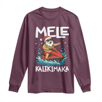 Mele Kalikimaka Hawaiian Christmas Long Sleeve Shirt Funny Santa Jet Ski Summer Beach Xmas In July - Wonder Print Shop