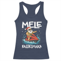 Mele Kalikimaka Hawaiian Christmas Racerback Tank Top Funny Santa Jet Ski Summer Beach Xmas In July - Wonder Print Shop